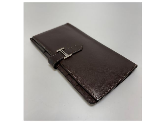 Hermès Barn Long Wallet Brown Epsom Leather Silver Hardware - view 12