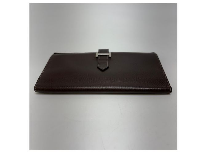 Hermès Barn Long Wallet Brown Epsom Leather Silver Hardware - view 13