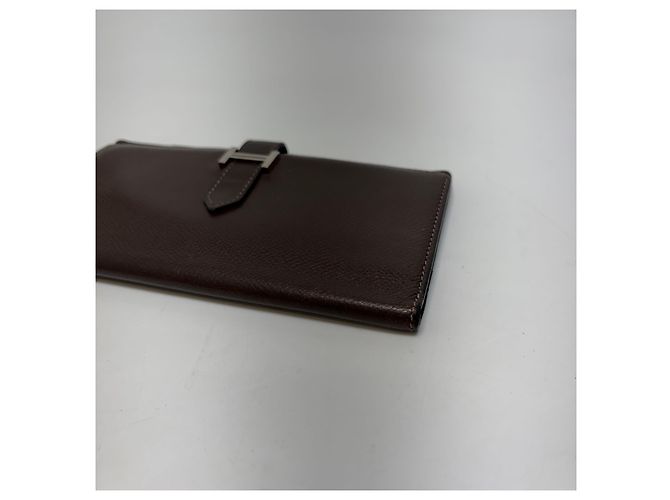 Hermès Barn Long Wallet Brown Epsom Leather Silver Hardware - view 14
