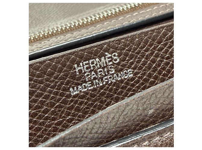 Hermès Barn Long Wallet Brown Epsom Leather Silver Hardware - view 16