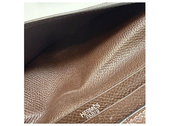 Hermès Barn Long Wallet Brown Epsom Leather Silver Hardware - view 18