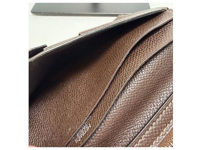Hermès Barn Long Wallet Brown Epsom Leather Silver Hardware - view 19