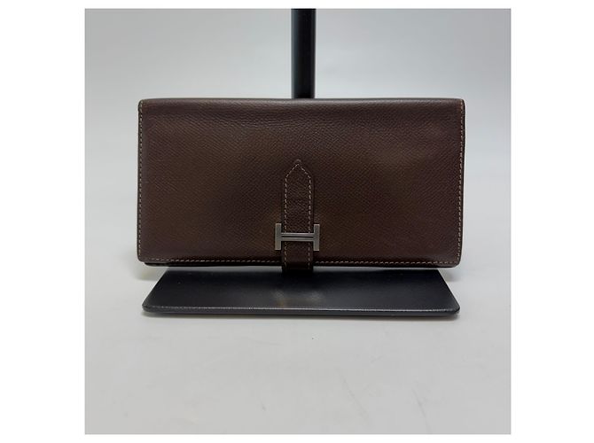 Hermès Barn Long Wallet Brown Epsom Leather Silver Hardware - view 2