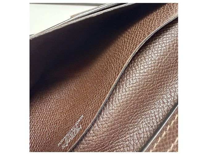 Hermès Barn Long Wallet Brown Epsom Leather Silver Hardware - view 20