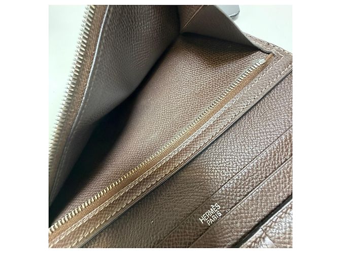 Hermès Barn Long Wallet Brown Epsom Leather Silver Hardware - view 21