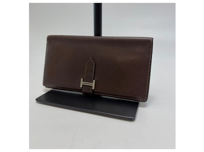 Hermès Barn Long Wallet Brown Epsom Leather Silver Hardware - view 3