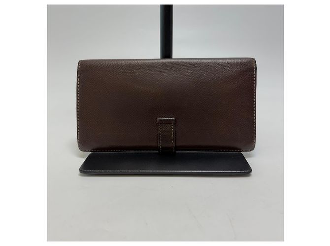 Hermès Barn Long Wallet Brown Epsom Leather Silver Hardware - view 5
