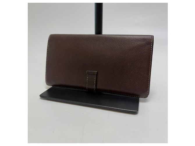 Hermès Barn Long Wallet Brown Epsom Leather Silver Hardware - view 6