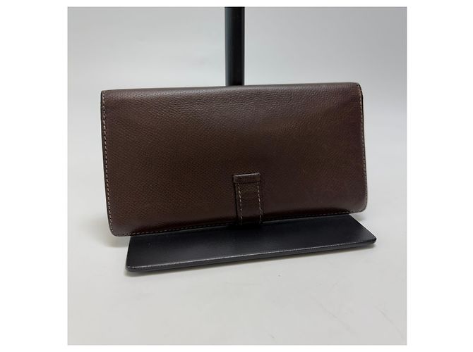 Hermès Barn Long Wallet Brown Epsom Leather Silver Hardware - view 7