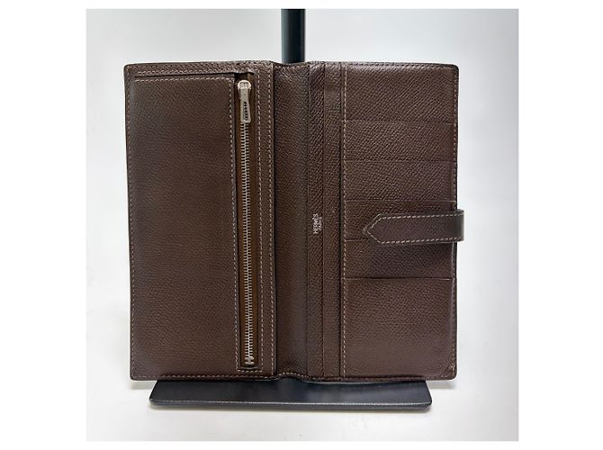 Hermès Barn Long Wallet Brown Epsom Leather Silver Hardware - view 8