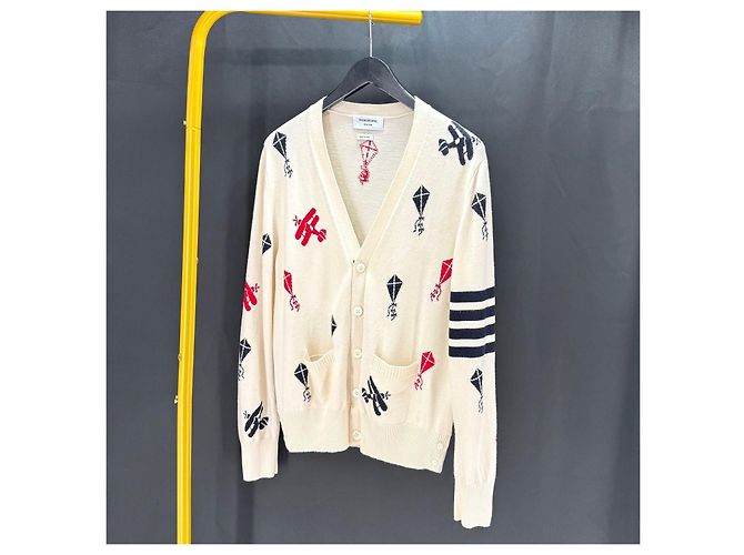 Thom Browne Sky Icon Cardigan mit diagonaleem Riemen - Ansicht 2