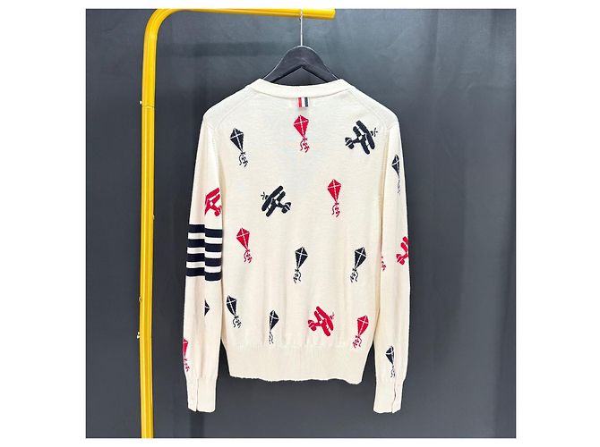 Thom Browne Sky Icon Cardigan mit diagonaleem Riemen - Ansicht 3