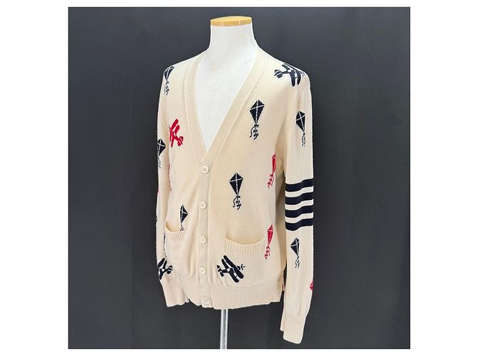 Thom Browne Sky Icon Cardigan mit diagonaleem Riemen - Ansicht 4