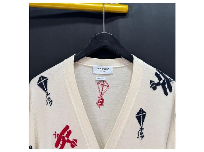 Thom Browne Sky Icon Cardigan mit diagonaleem Riemen - Ansicht 6