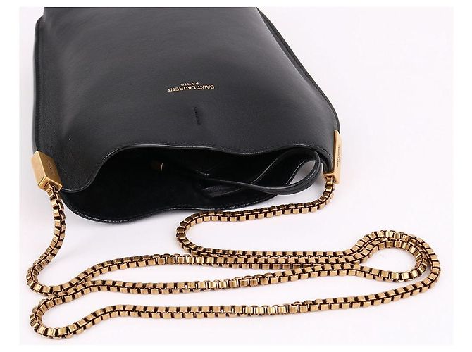 Autre Marque SAINT LAURENT Borsa Hobo Small con catena nera in pelle - vista 7