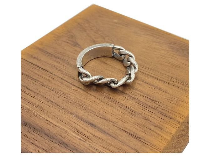 Gucci Enamel Logo Chain Ring Silver Green - view 4