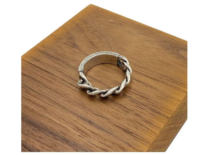 Gucci Enamel Logo Chain Ring Silver Green - view 5