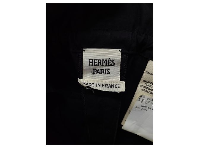 Hermès Pantalones cortos de popelina de algodón negro con cordón y bolsillos - vista 3