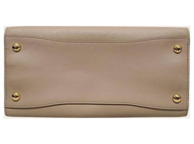 Prada Borsa a tracolla Biblio-Tech in Saffiano Beige Cameo e Oro - vista 6