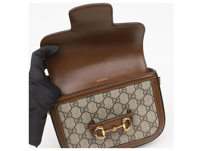 Gucci Mini Borsa Horsebit Marrone - vista 8