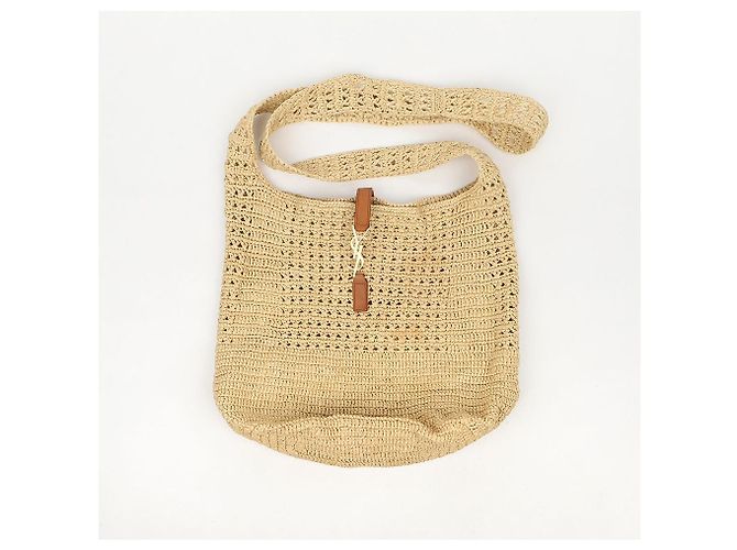 Autre Marque Borsa a tracolla hobo in rafia crochet beige - vista 2