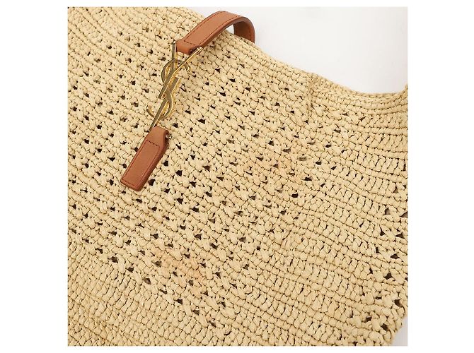 Autre Marque Borsa a tracolla hobo in rafia crochet beige - vista 4