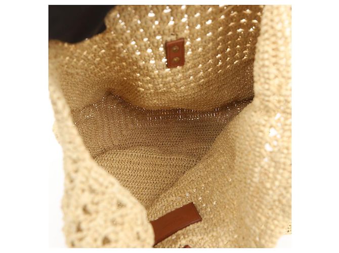 Autre Marque Borsa a tracolla hobo in rafia crochet beige - vista 7