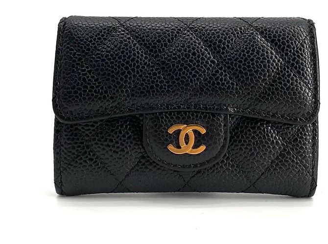 Chanel Tarjetero con solapa Classic Caviar dorado - vista 10