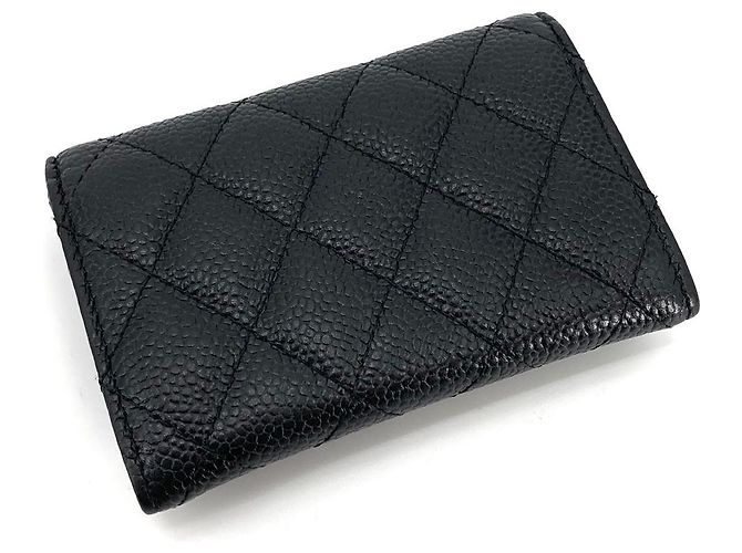 Chanel Tarjetero con solapa Classic Caviar dorado - vista 4