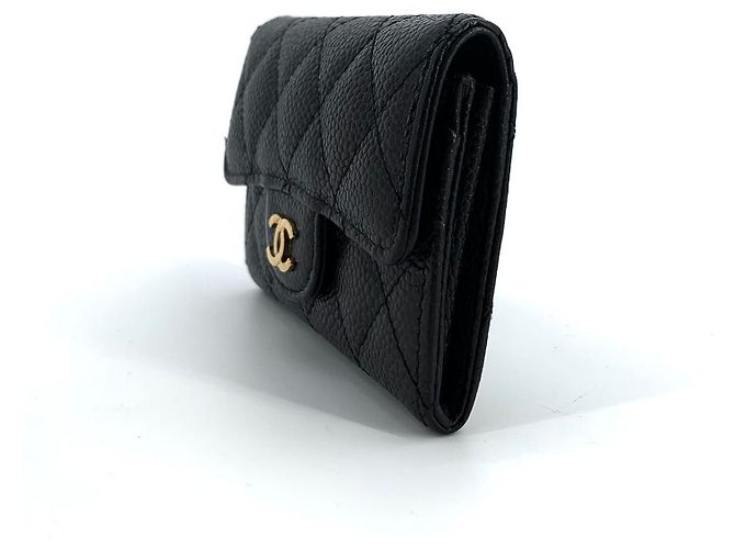 Chanel Tarjetero con solapa Classic Caviar dorado - vista 5