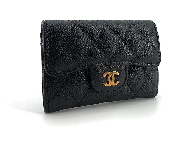 Chanel Tarjetero con solapa Classic Caviar dorado - vista 9