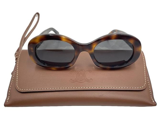 Céline Gafas de sol ovaladas de acetato Triomphe Havana Brown - vista 10