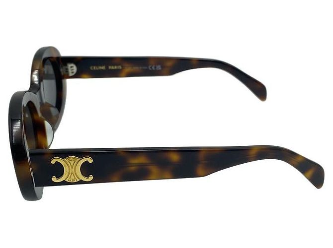 Céline Gafas de sol ovaladas de acetato Triomphe Havana Brown - vista 12