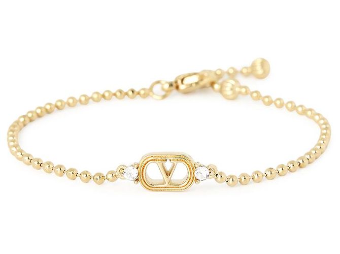 Valentino Bracciale a catena da donna con logo e dettaglio in cristallo - vista 2