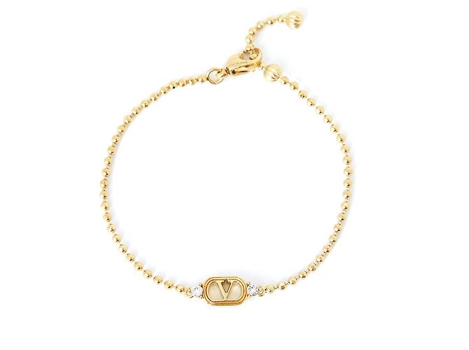 Valentino Bracciale a catena da donna con logo e dettaglio in cristallo - vista 3