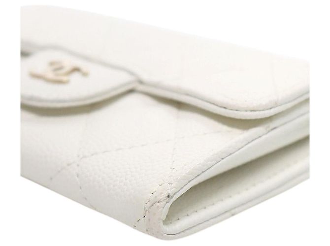 Chanel Tarjetero Classic de Caviar blanco - vista 5