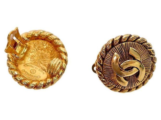 Chanel Orecchini rotondi CC Gold - vista 4