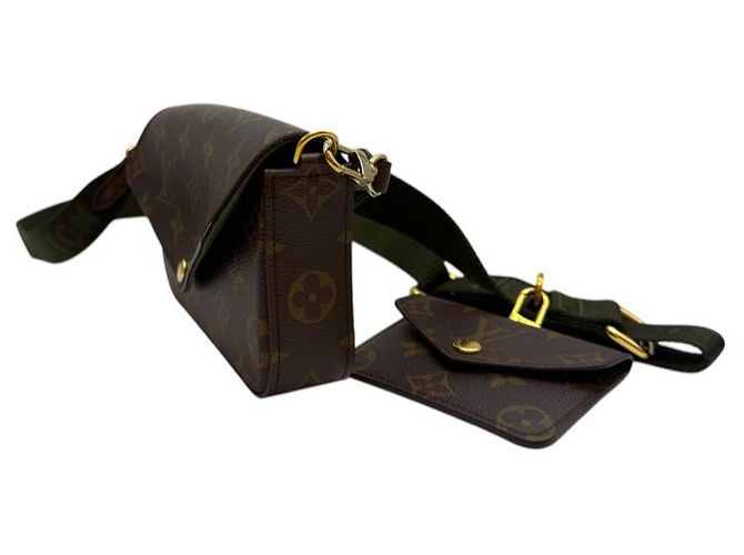 Louis Vuitton Strap and Go Marrone e Khaki Tela - vista 3