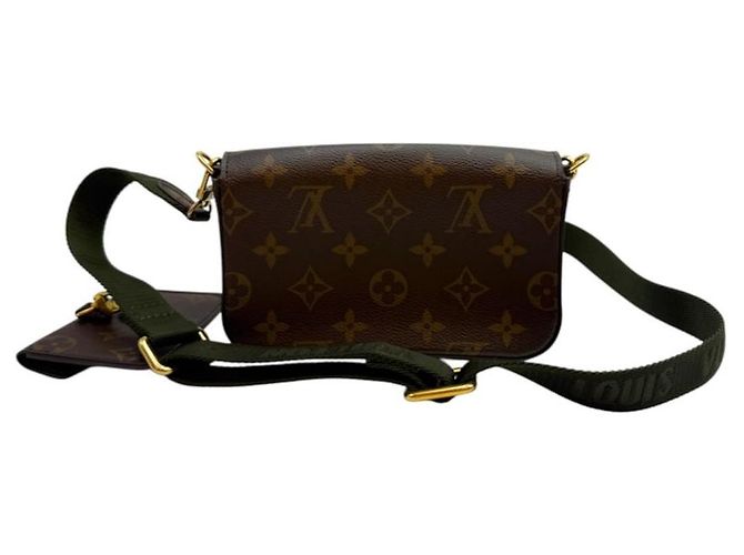 Louis Vuitton Strap and Go Marrone e Khaki Tela - vista 4