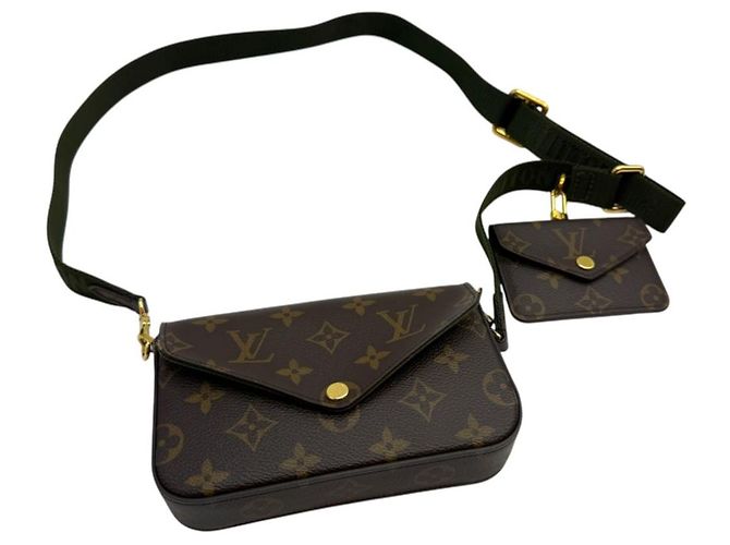 Louis Vuitton Strap and Go Marrone e Khaki Tela - vista 5