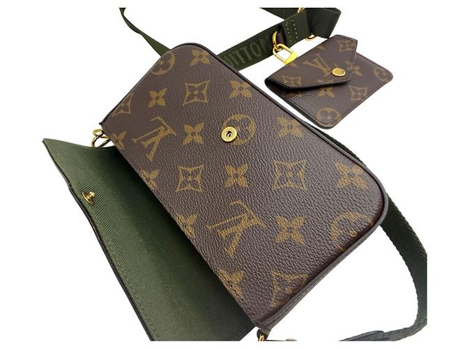 Louis Vuitton Strap and Go Marrone e Khaki Tela - vista 7