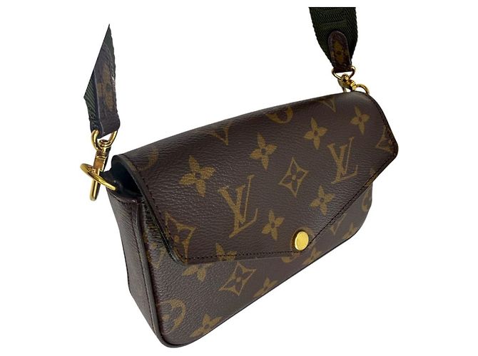 Louis Vuitton Strap and Go Marrone e Khaki Tela - vista 8