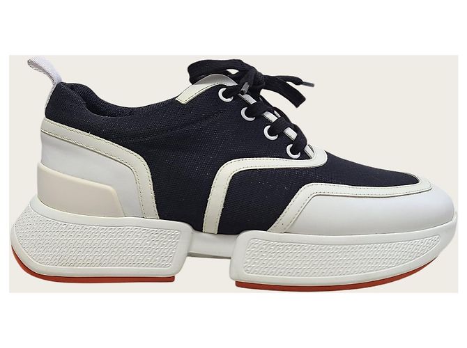 Hermès Sneakers Giga in pelle di capra e mesh Noir Blanc - vista 2