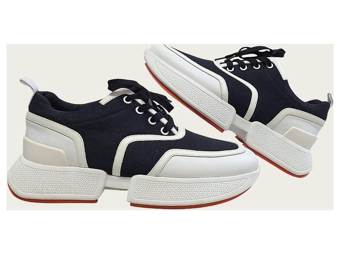 Hermès Sneakers Giga in pelle di capra e mesh Noir Blanc - vista 5