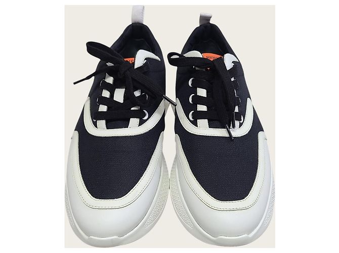 Hermès Sneakers Giga in pelle di capra e mesh Noir Blanc - vista 6