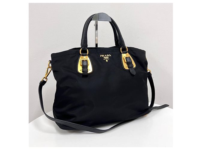 Prada Borsa tote a spalla in nylon nera - vista 2