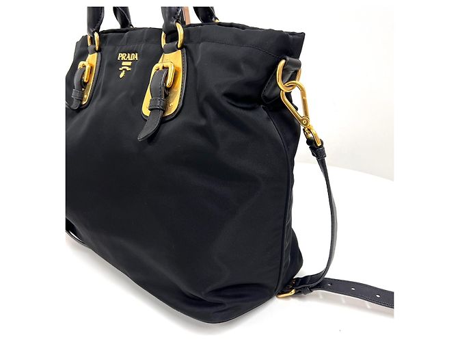 Prada Borsa tote a spalla in nylon nera - vista 7