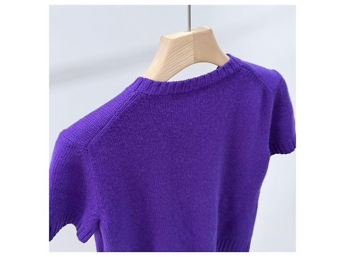 Dior Kaschmir-Strick mit Logo und kurzen Ärmeln Lila - Ansicht 5