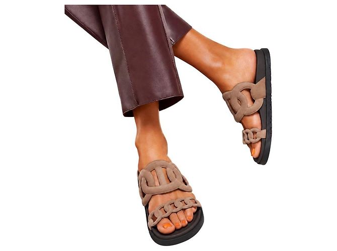 Sandali Hermès Extra Beige Gobi Capra Scamosciata - vista 4