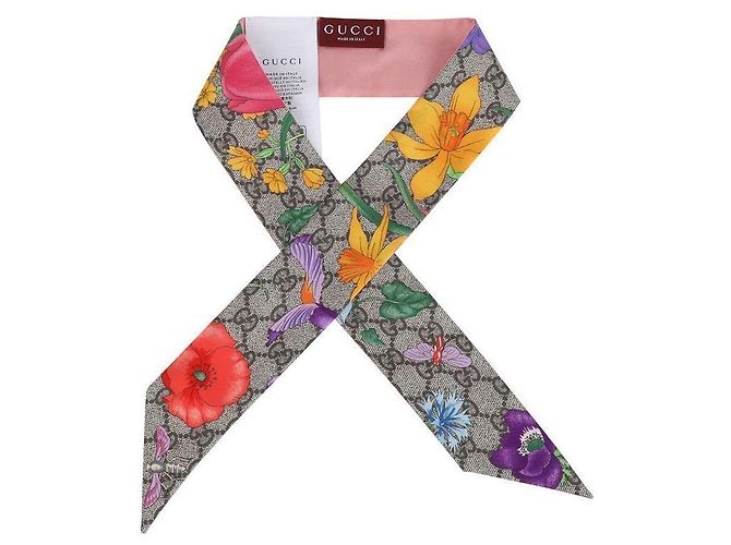 Gucci Nœud de cou en soie à imprimé floral - vue 5
